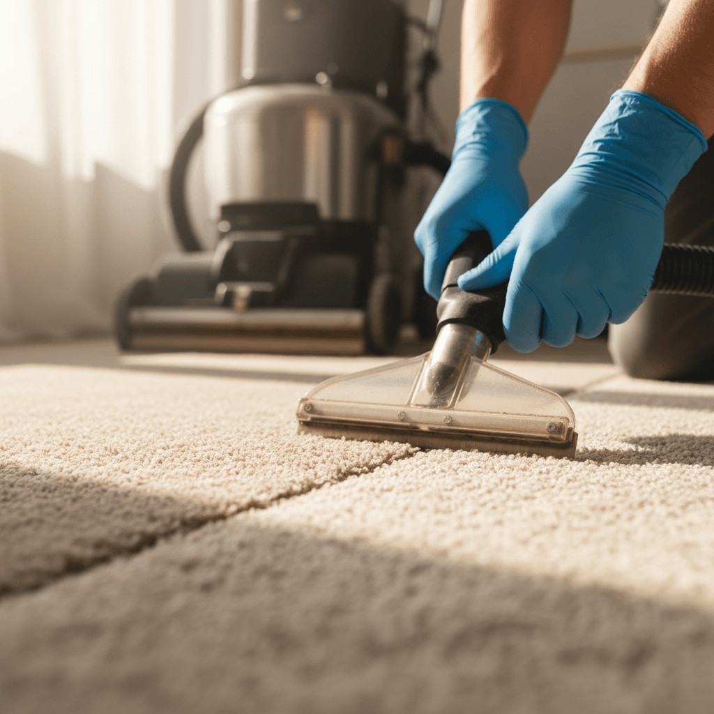 Carpet bonnet polishing low-moisture cleaned carpet fibers
